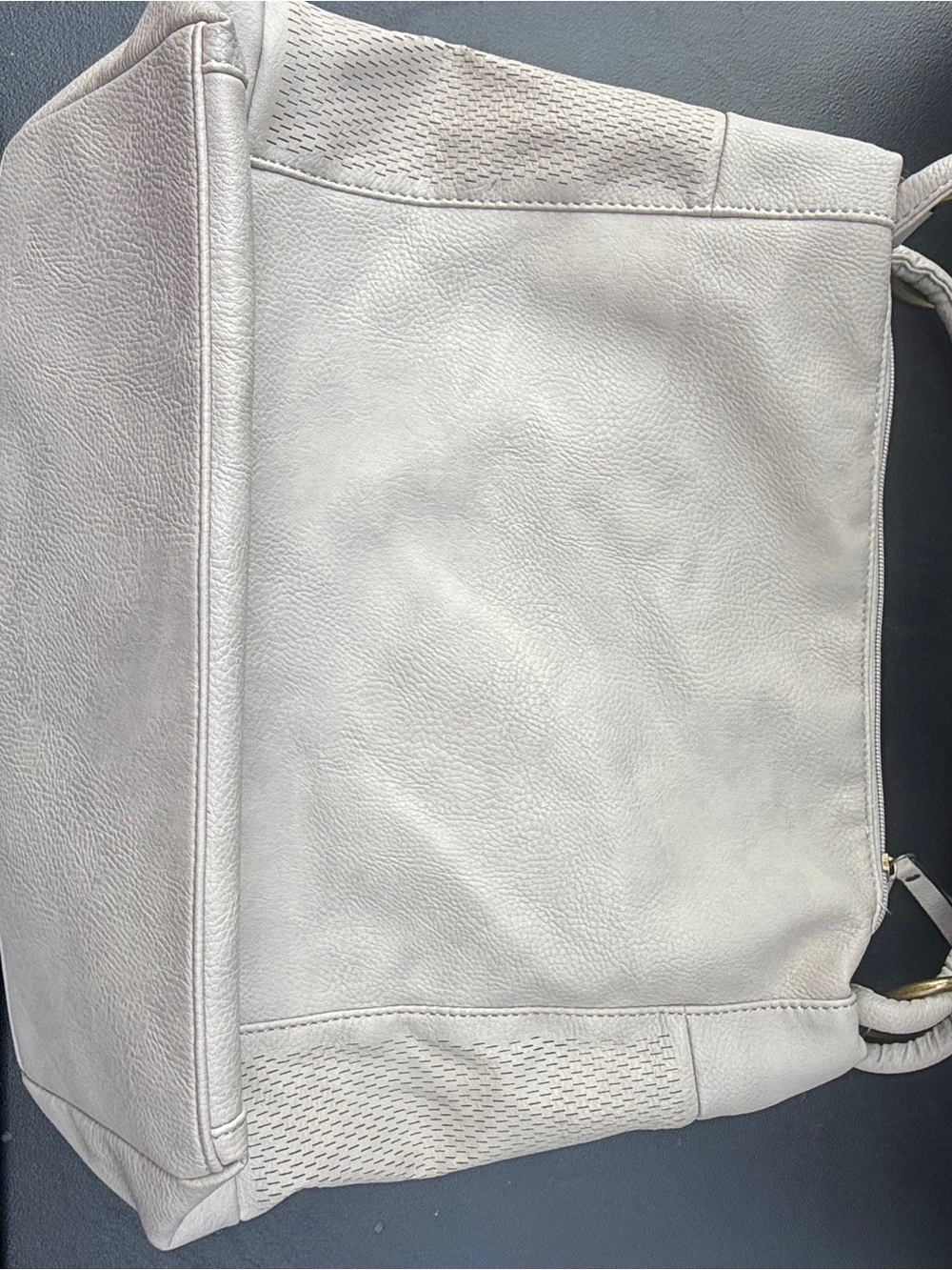 VIETA Fashion Cream Shoulder Bag with Tan Leather Logo Patch